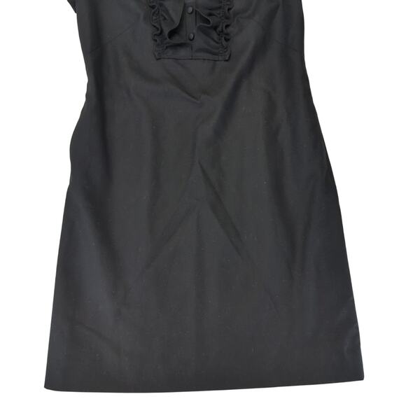 J.Crew Y2K Black Shift Dress Sz 6 100% Wool Ruffle Short Sleeve Midi Knee Length - Picture 4 of 8